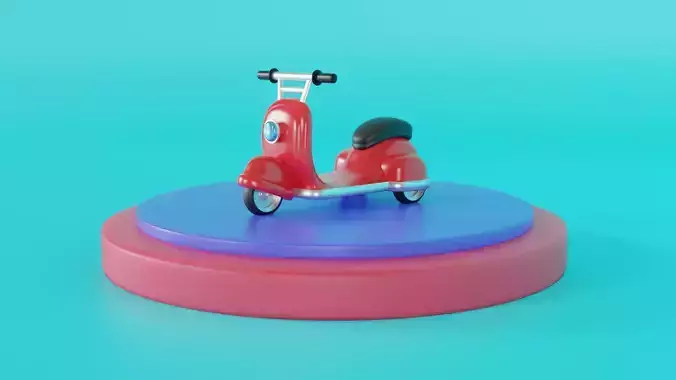 3d low poly motorcycle toy scooter Low-poly 3D model
