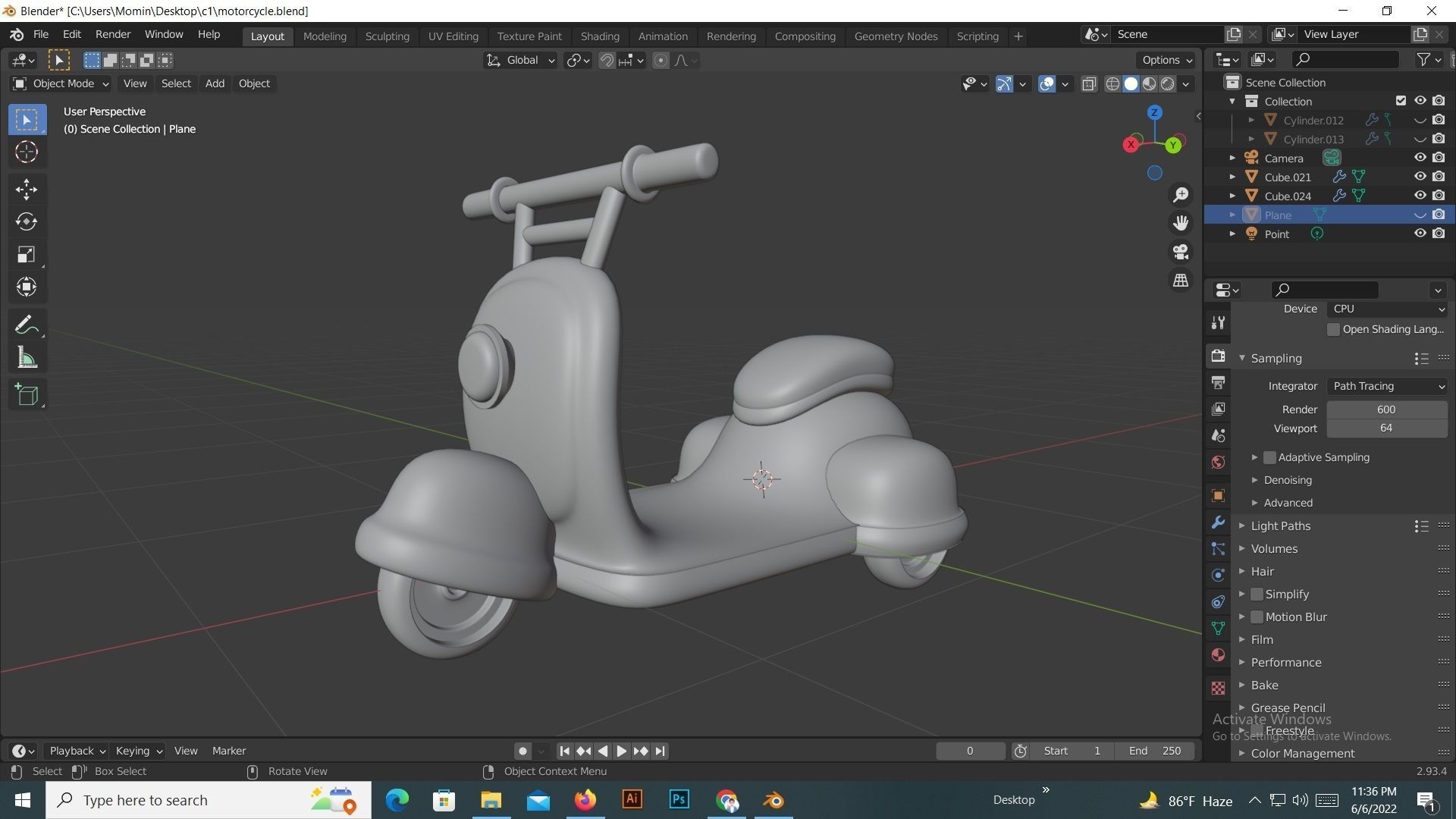 3d low poly motorcycle toy scooter Low-poly 3D model_2