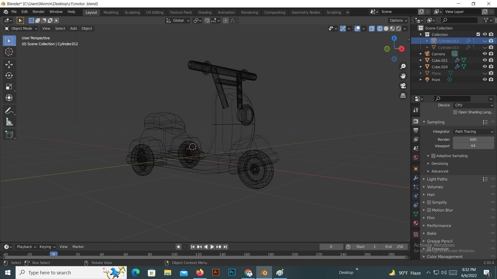 3d low poly motorcycle toy scooter Low-poly 3D model_4