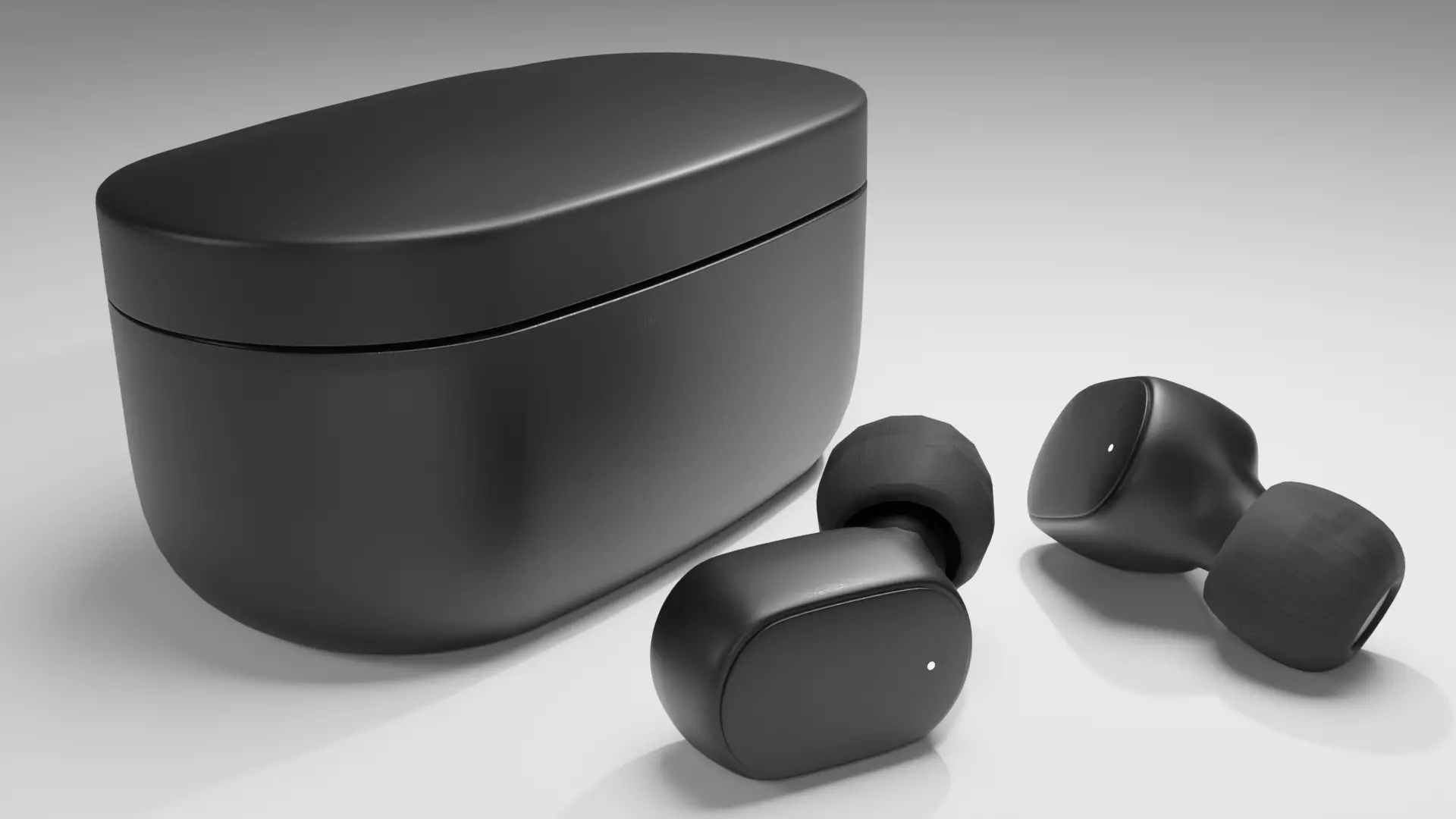 Wireless Headset - Black Low-poly 3D model_0