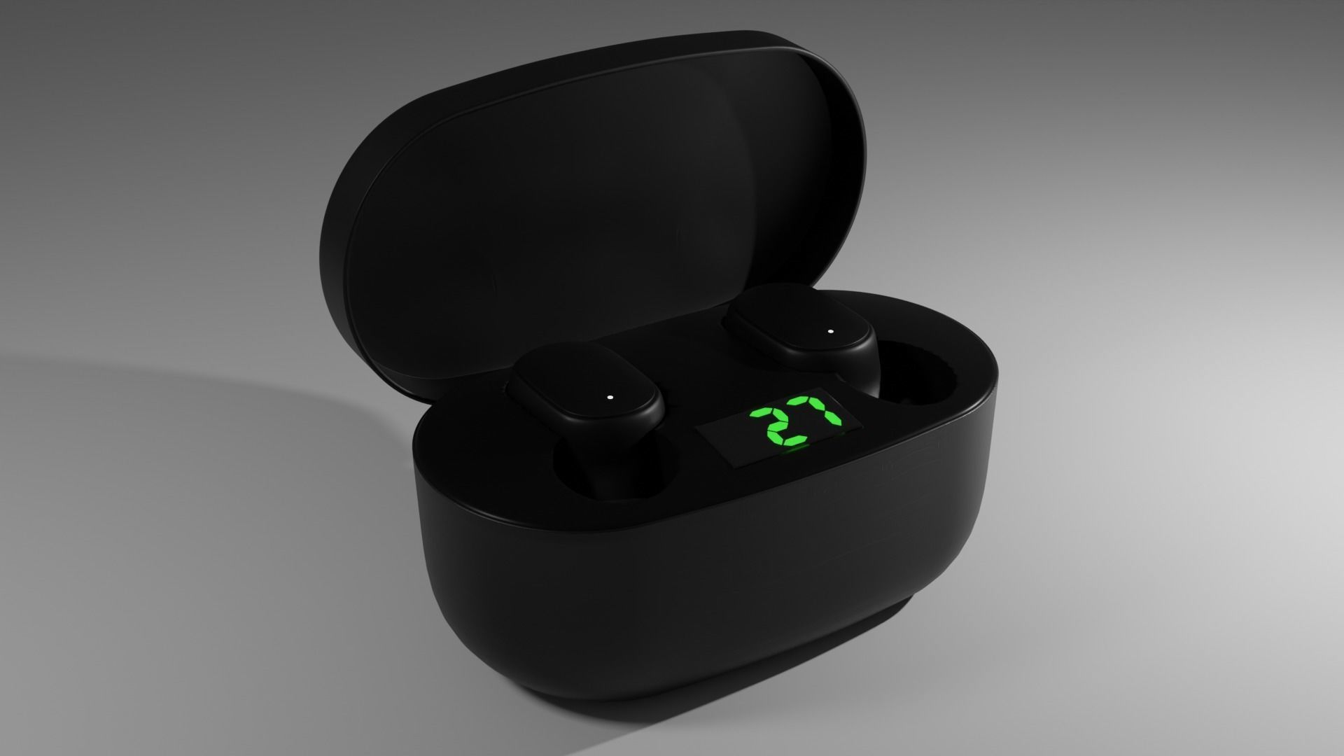 Wireless Headset - Black Low-poly 3D model_1