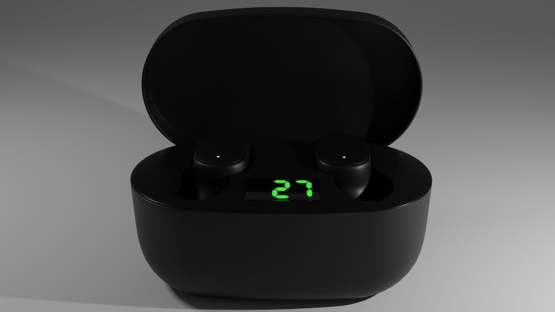 Wireless Headset - Black Low-poly 3D model_2