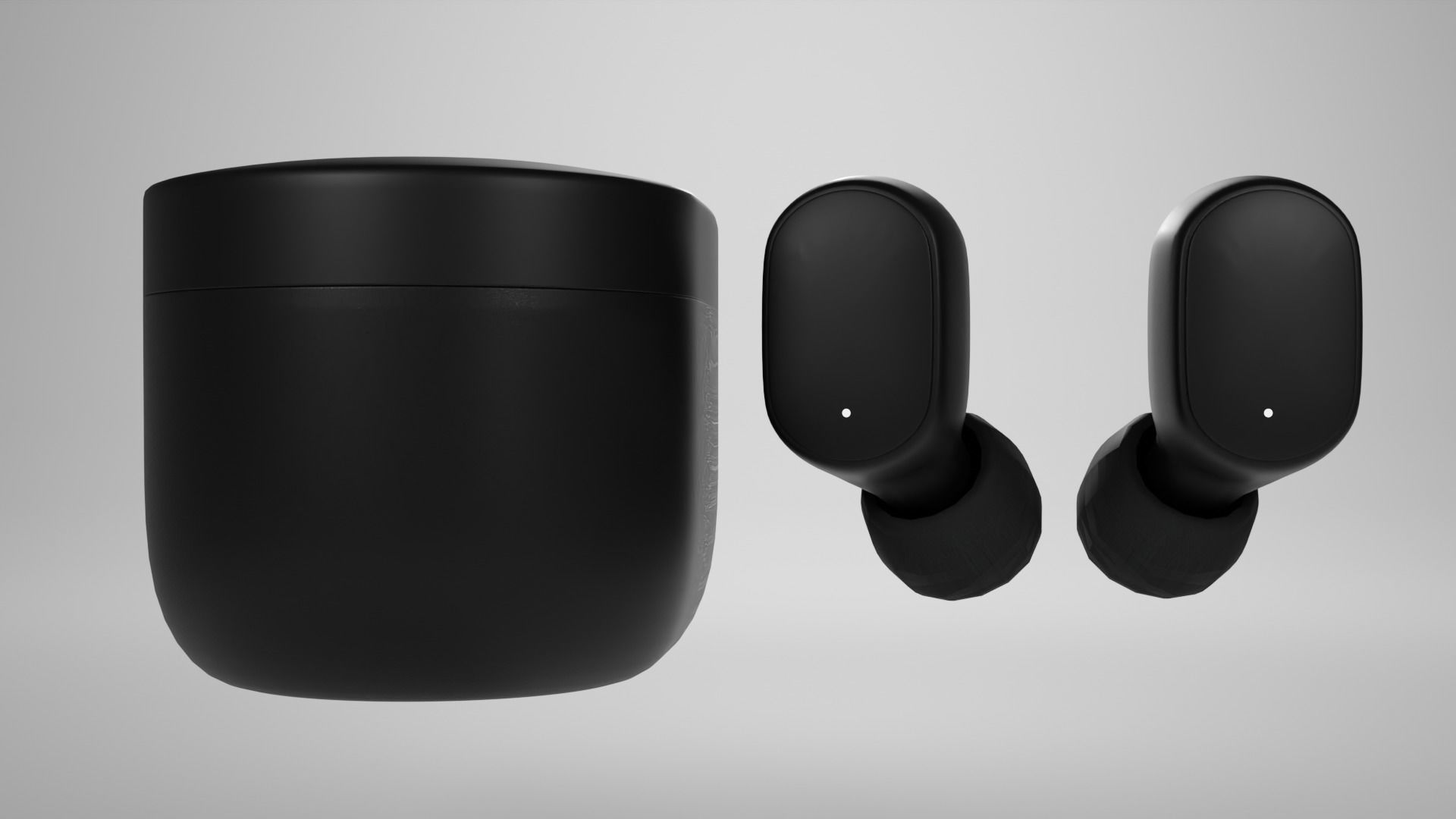 Wireless Headset - Black Low-poly 3D model_3