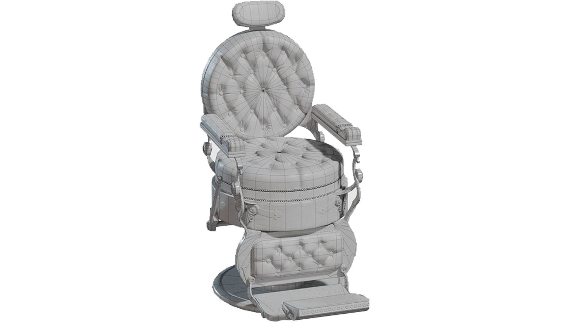 Barber Chair Low-poly 3D model_4