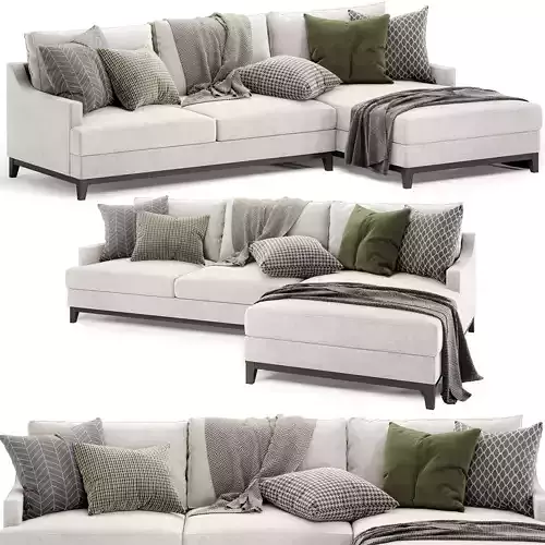Alana 3 seater right chaise fabric sofa