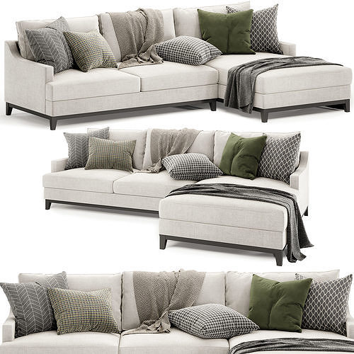 Alana 3 seater right chaise fabric sofa 3D model