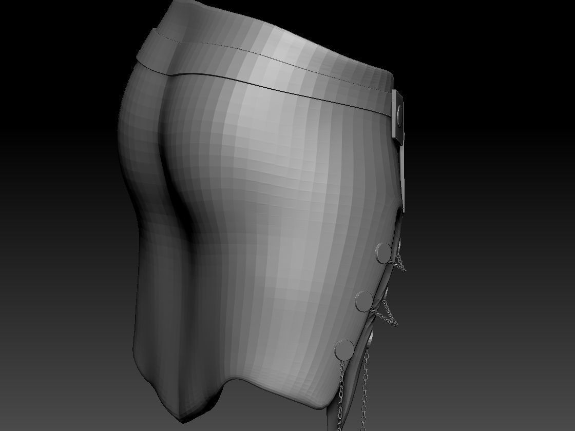 Female warrior skirt 3D model_3