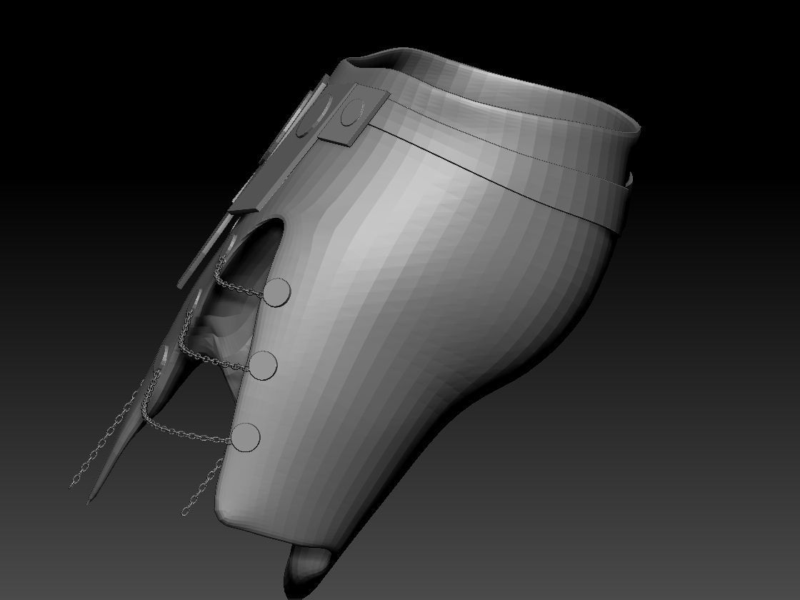 Female warrior skirt 3D model_5