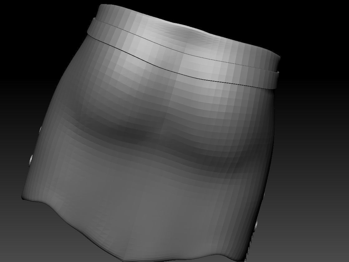 Female warrior skirt 3D model_4