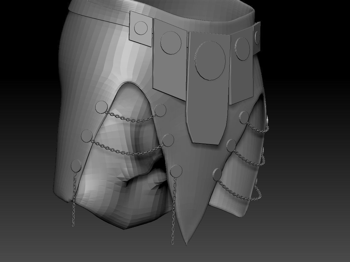 Female warrior skirt 3D model_2