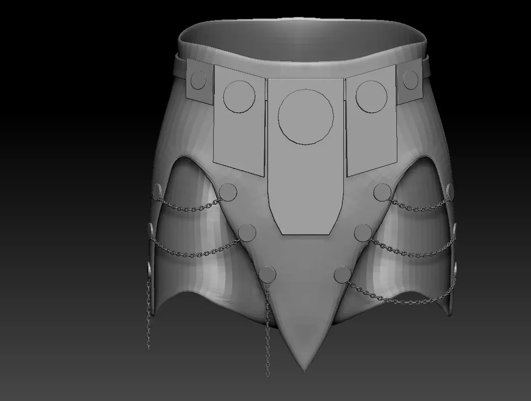 Female warrior skirt 3D model_0