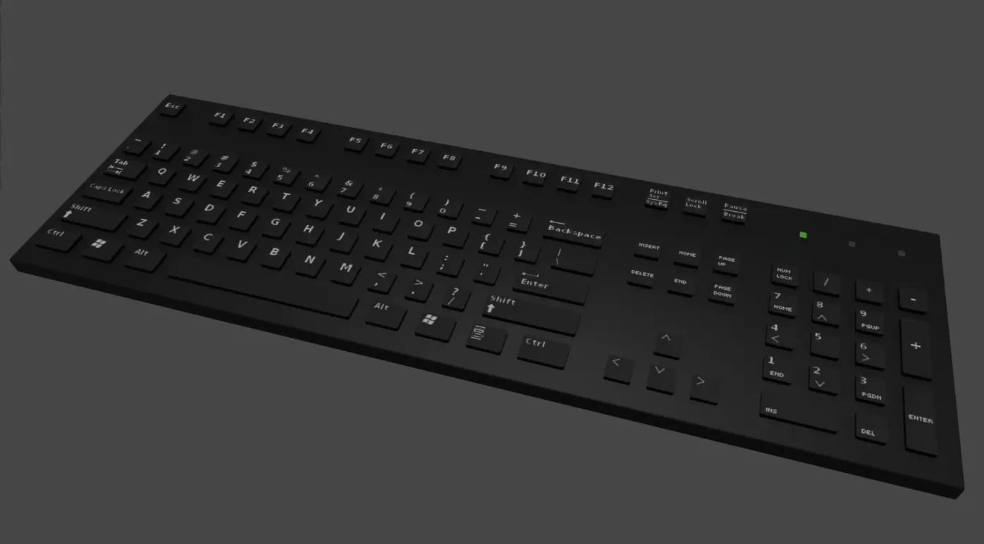Simple Slim Desktop Keyboard Low-poly 3D model_0