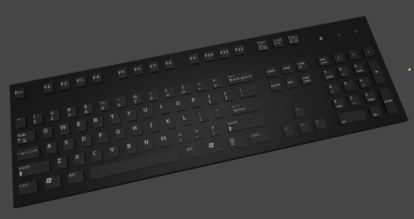 Simple Slim Desktop Keyboard Low-poly 3D model_1