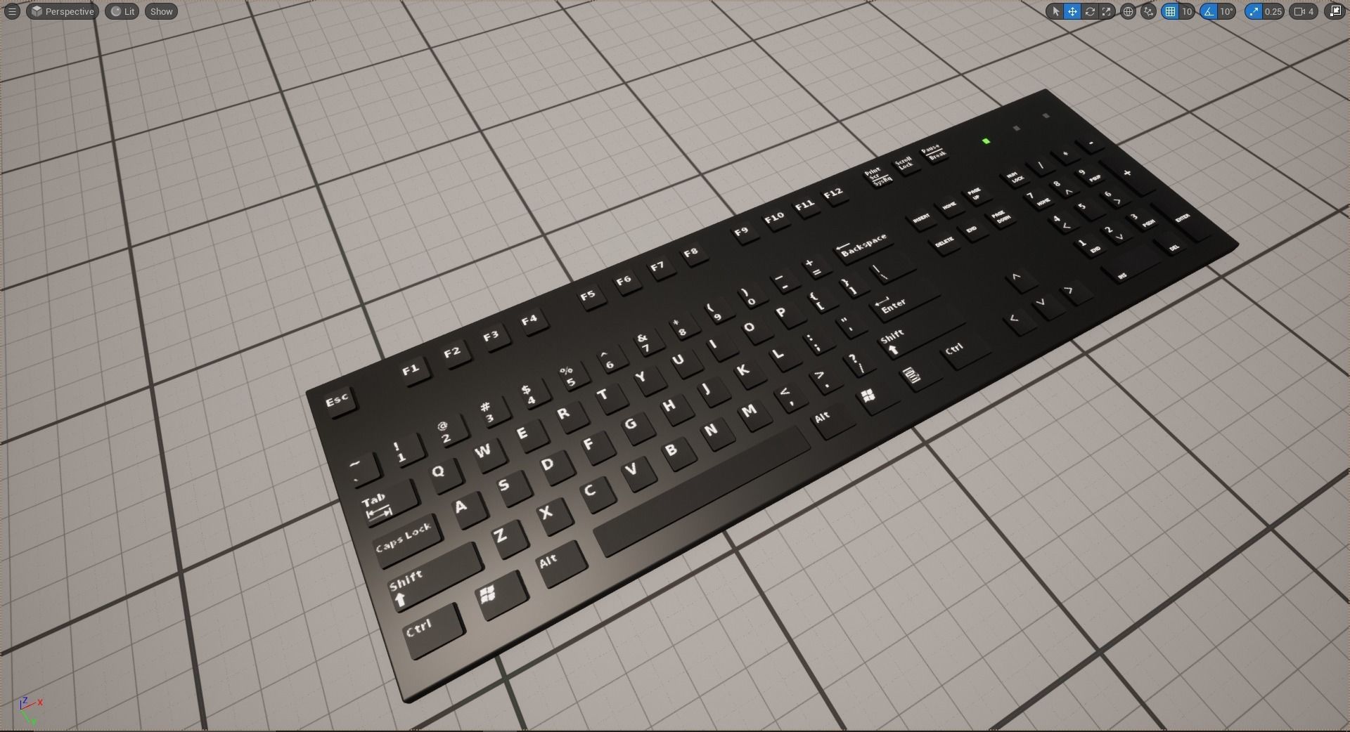 Simple Slim Desktop Keyboard Low-poly 3D model_4