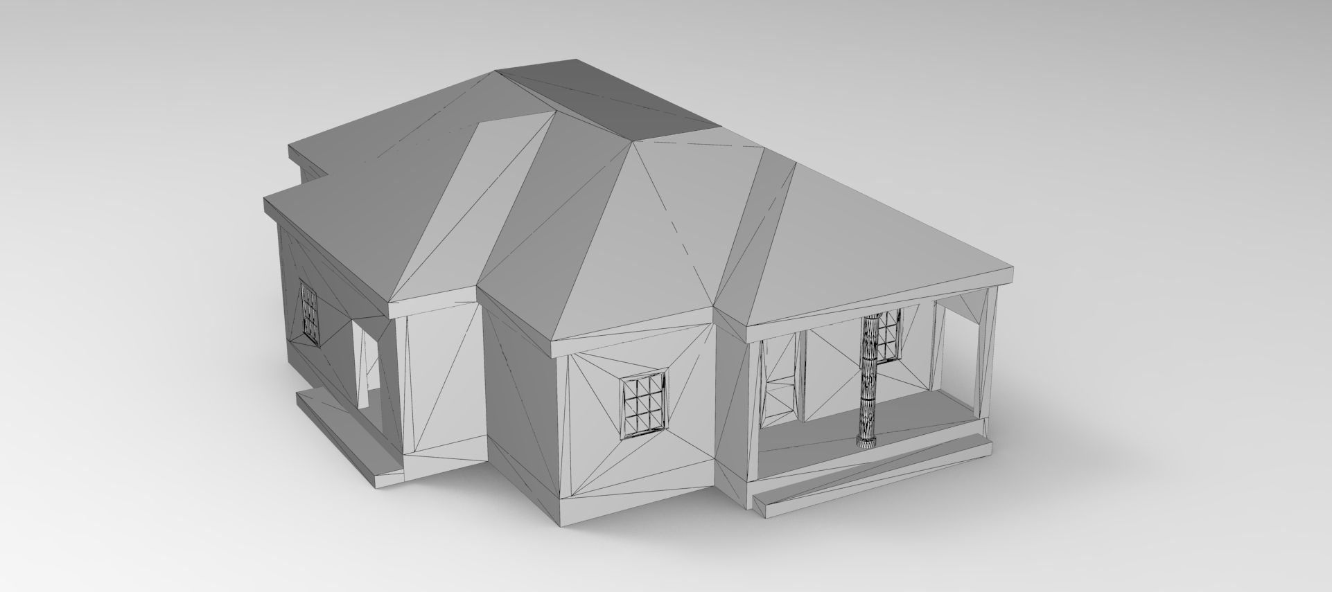 House Design - Single Story - Inclinde Roof 3D model_6