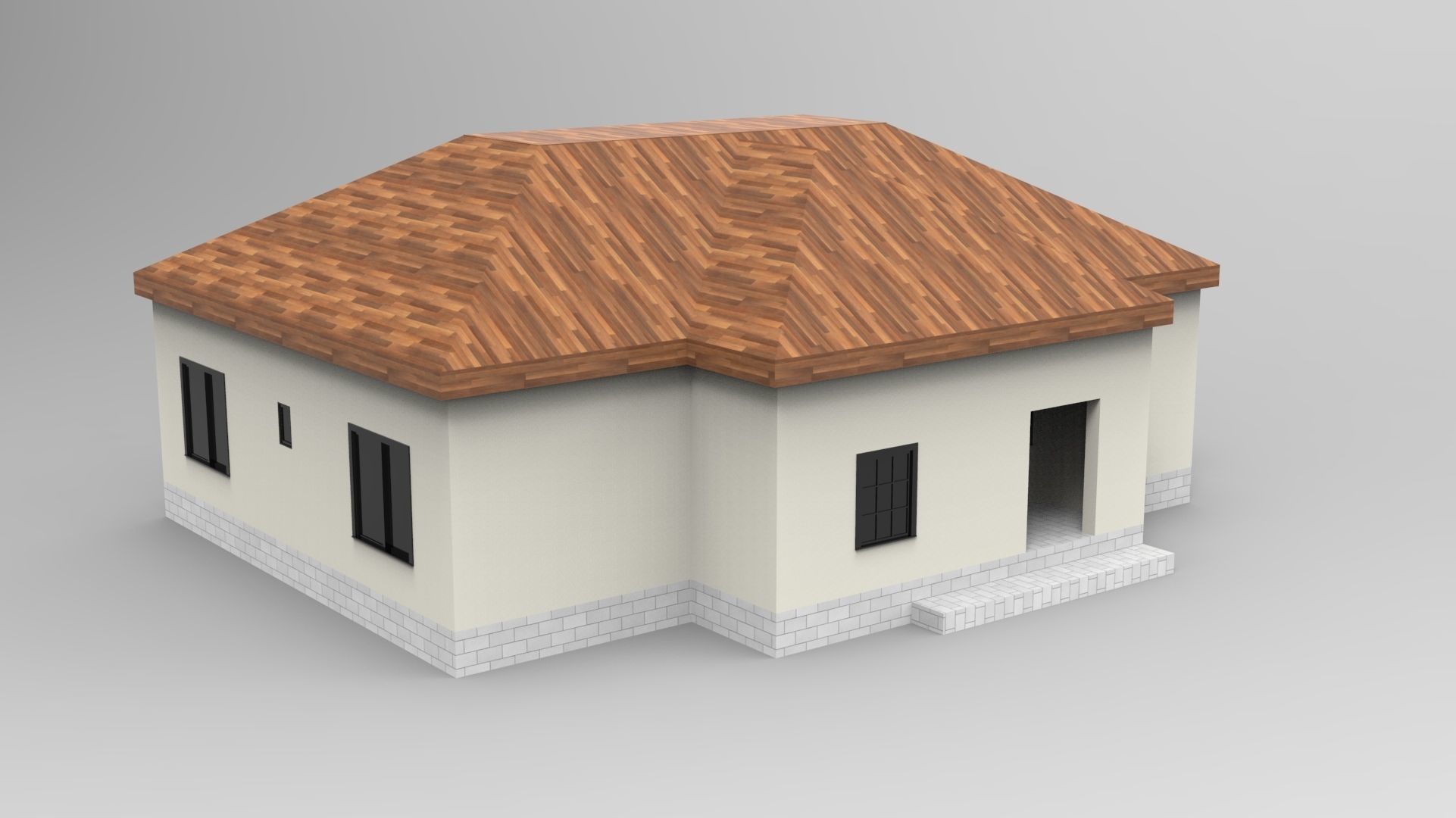 House Design - Single Story - Inclinde Roof 3D model_4
