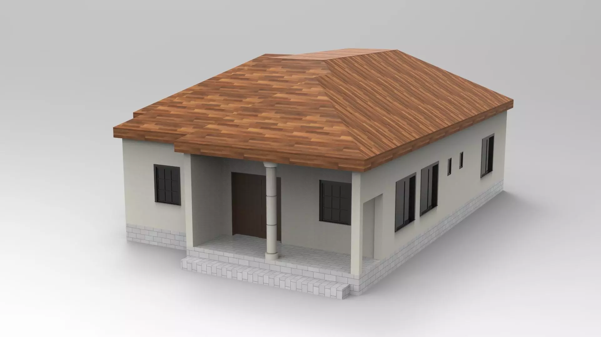House Design - Single Story - Inclinde Roof 3D model_0