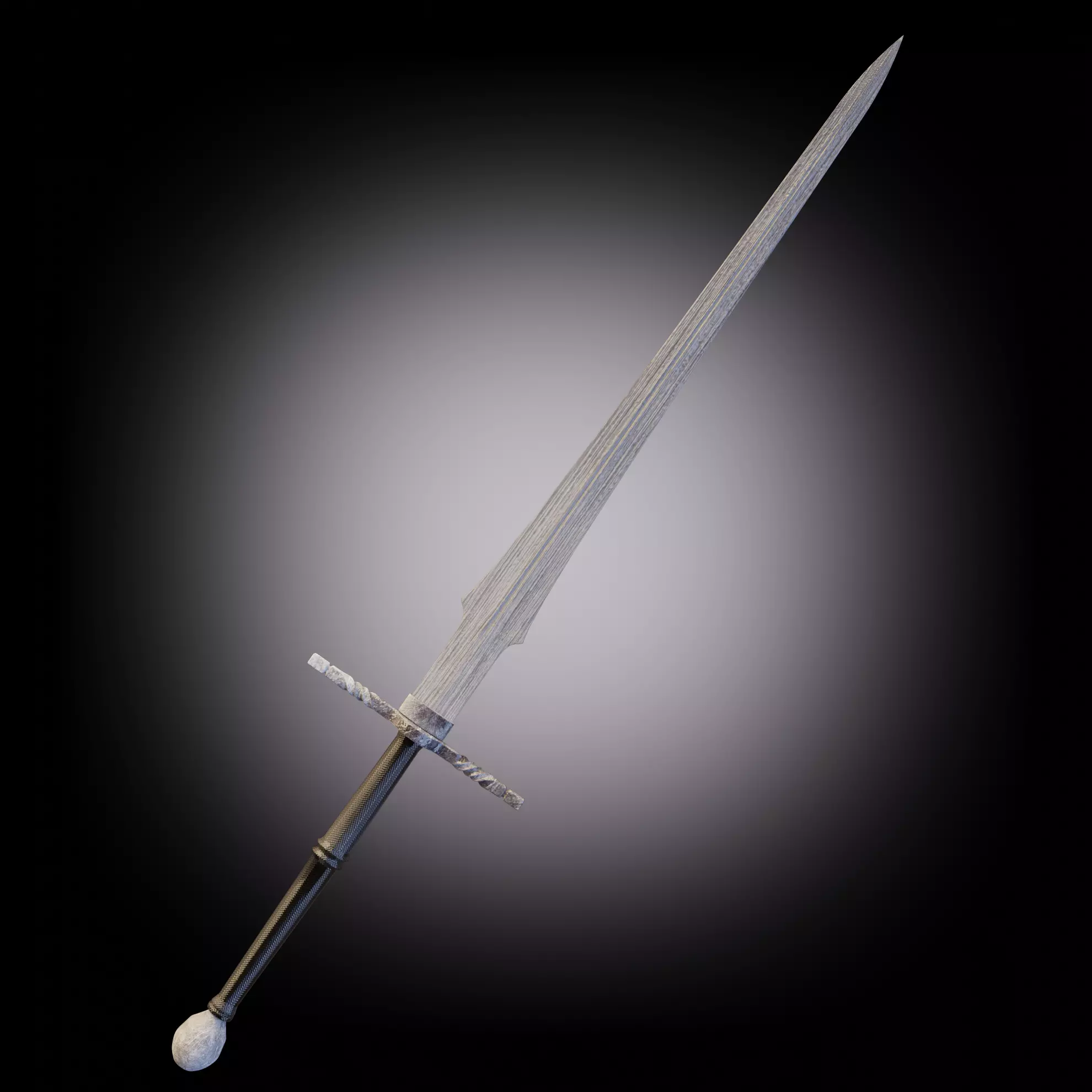 Two-handed sword PBR low-poly game ready Low-poly 3D model_0