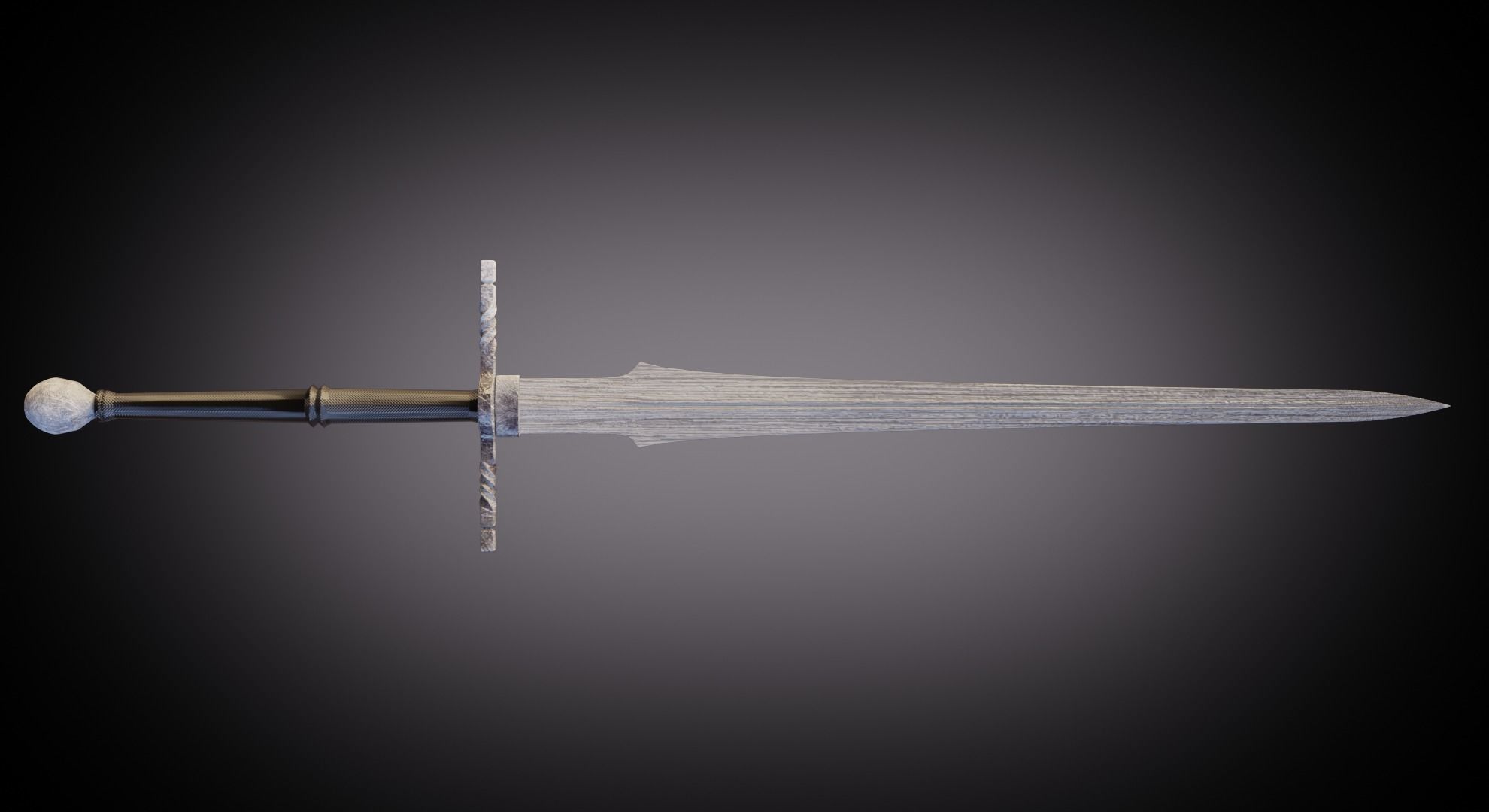 Two-handed sword PBR low-poly game ready Low-poly 3D model_1
