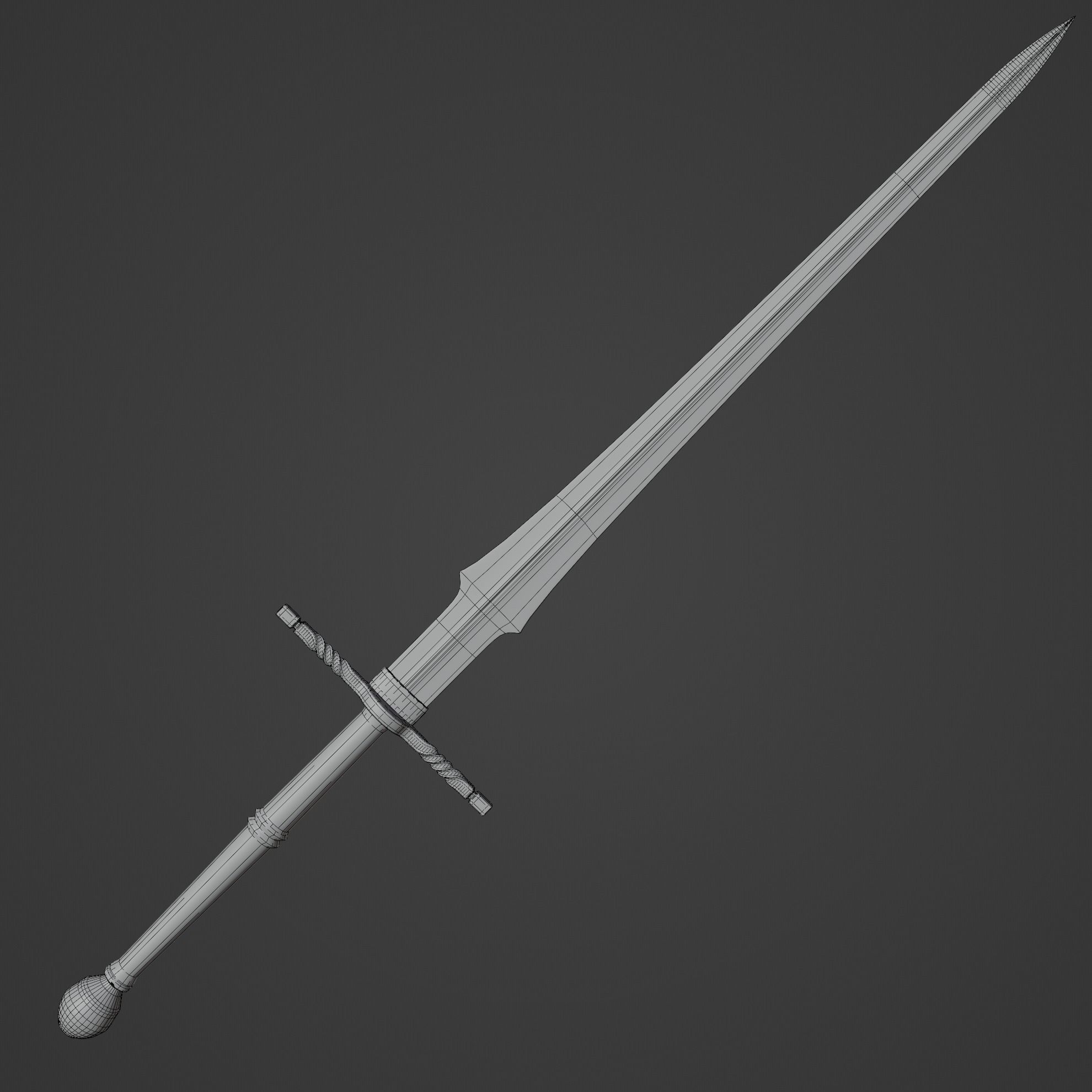 Two-handed sword PBR low-poly game ready Low-poly 3D model_6