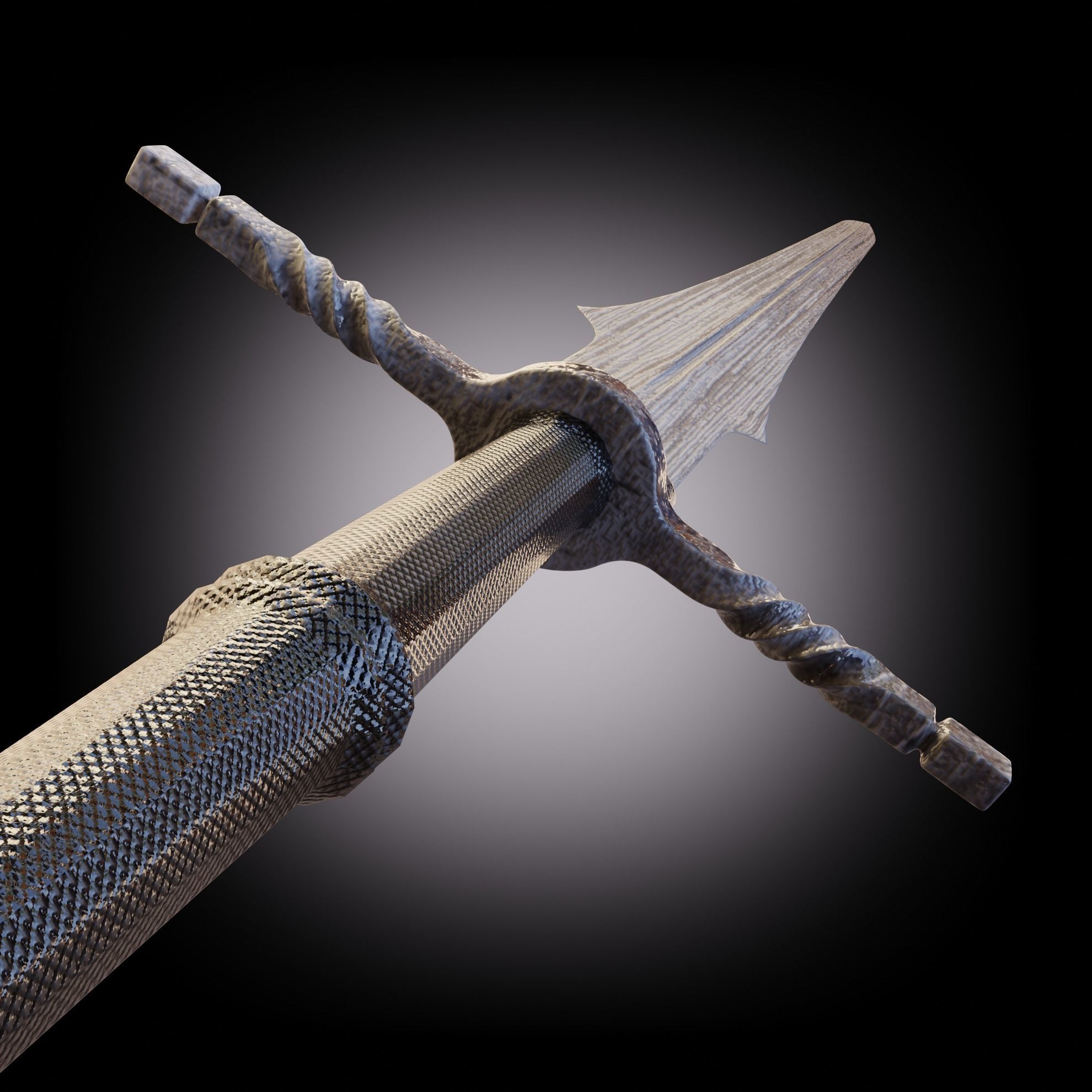 Two-handed sword PBR low-poly game ready Low-poly 3D model_2