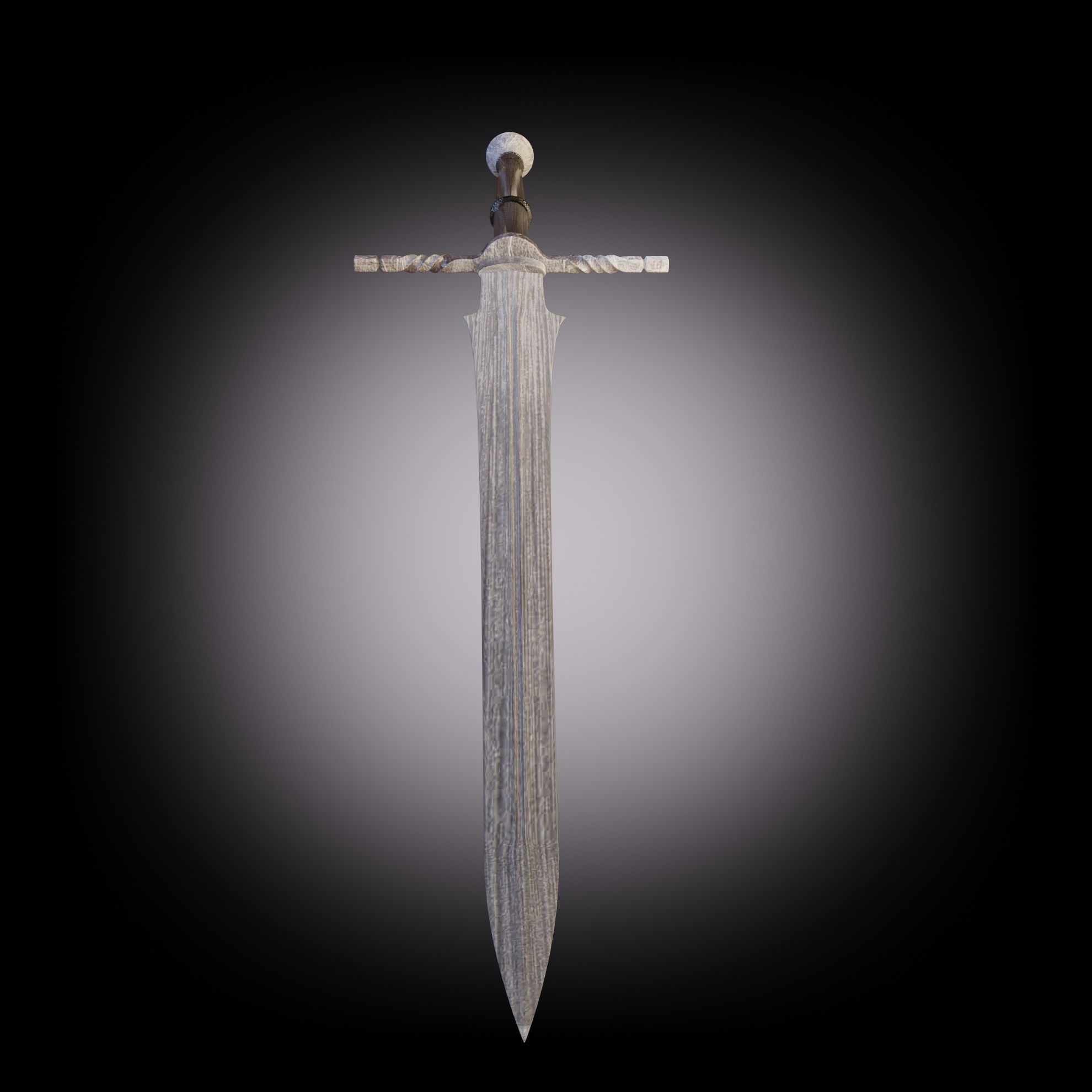 Two-handed sword PBR low-poly game ready Low-poly 3D model_4