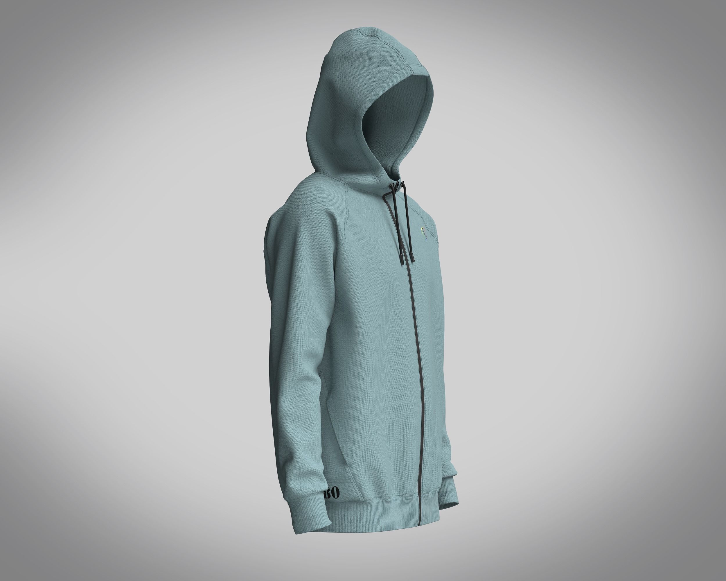 Hoodie Raglan  3D model_1