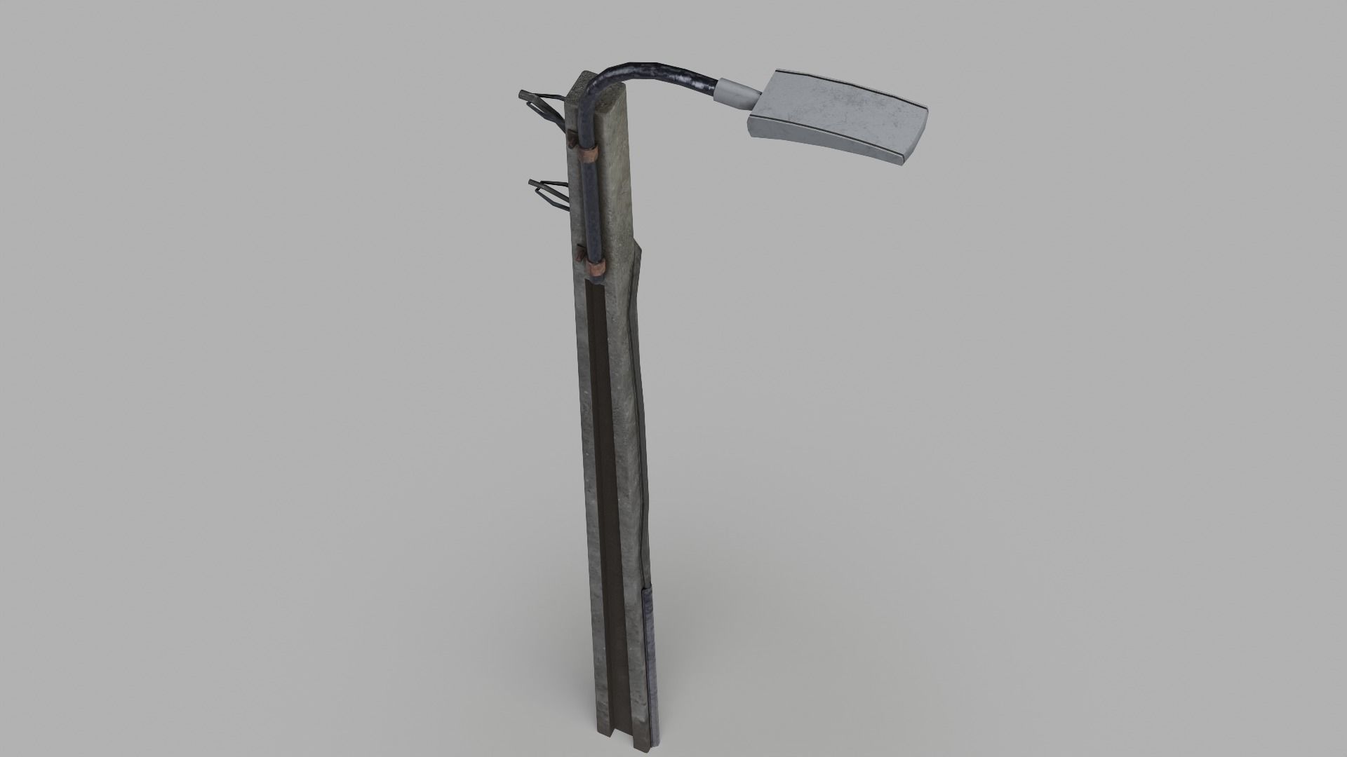 Concrete street lamp Low-poly 3D model_5