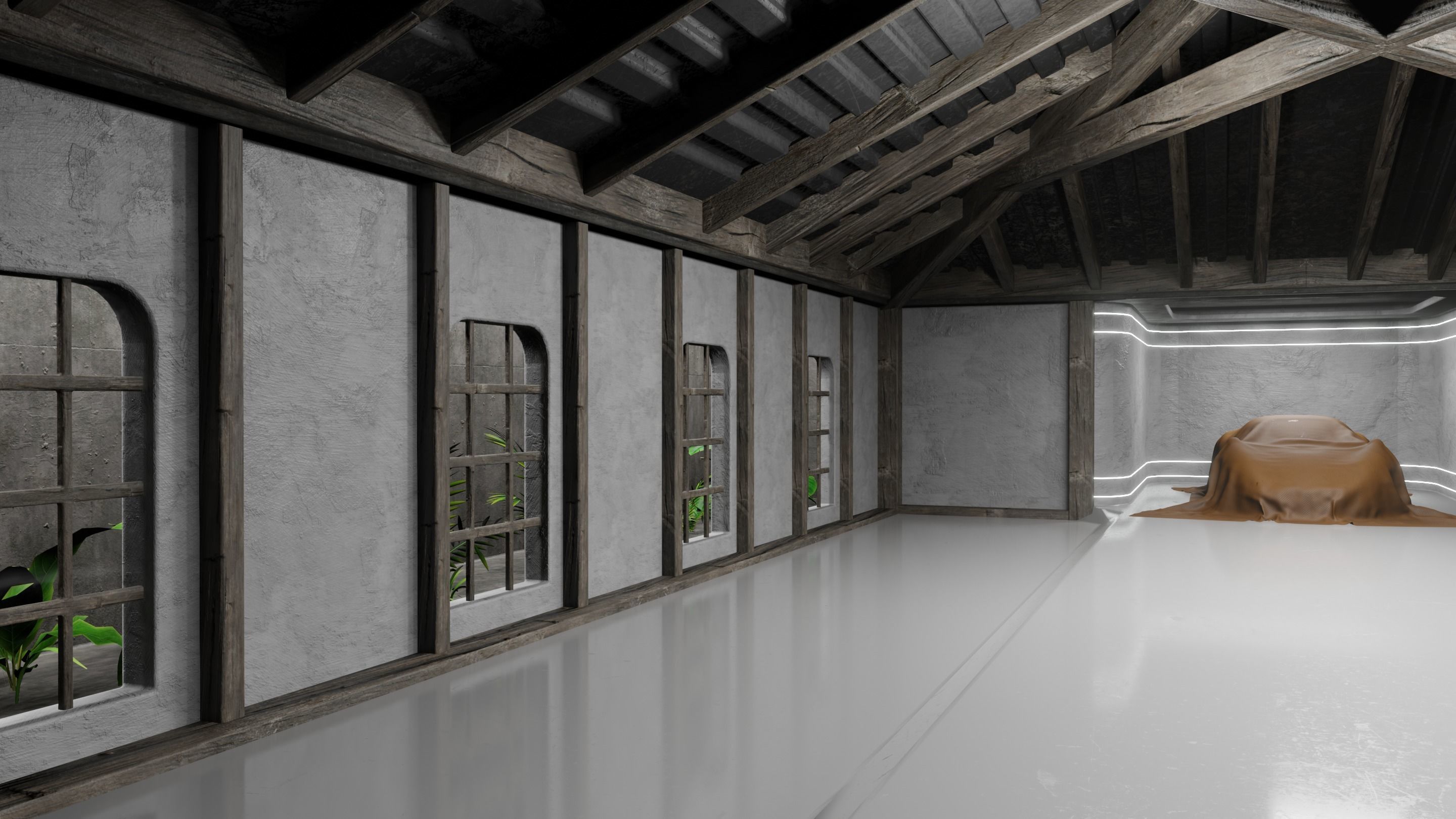 Car studio interior 3D model 3D model_12