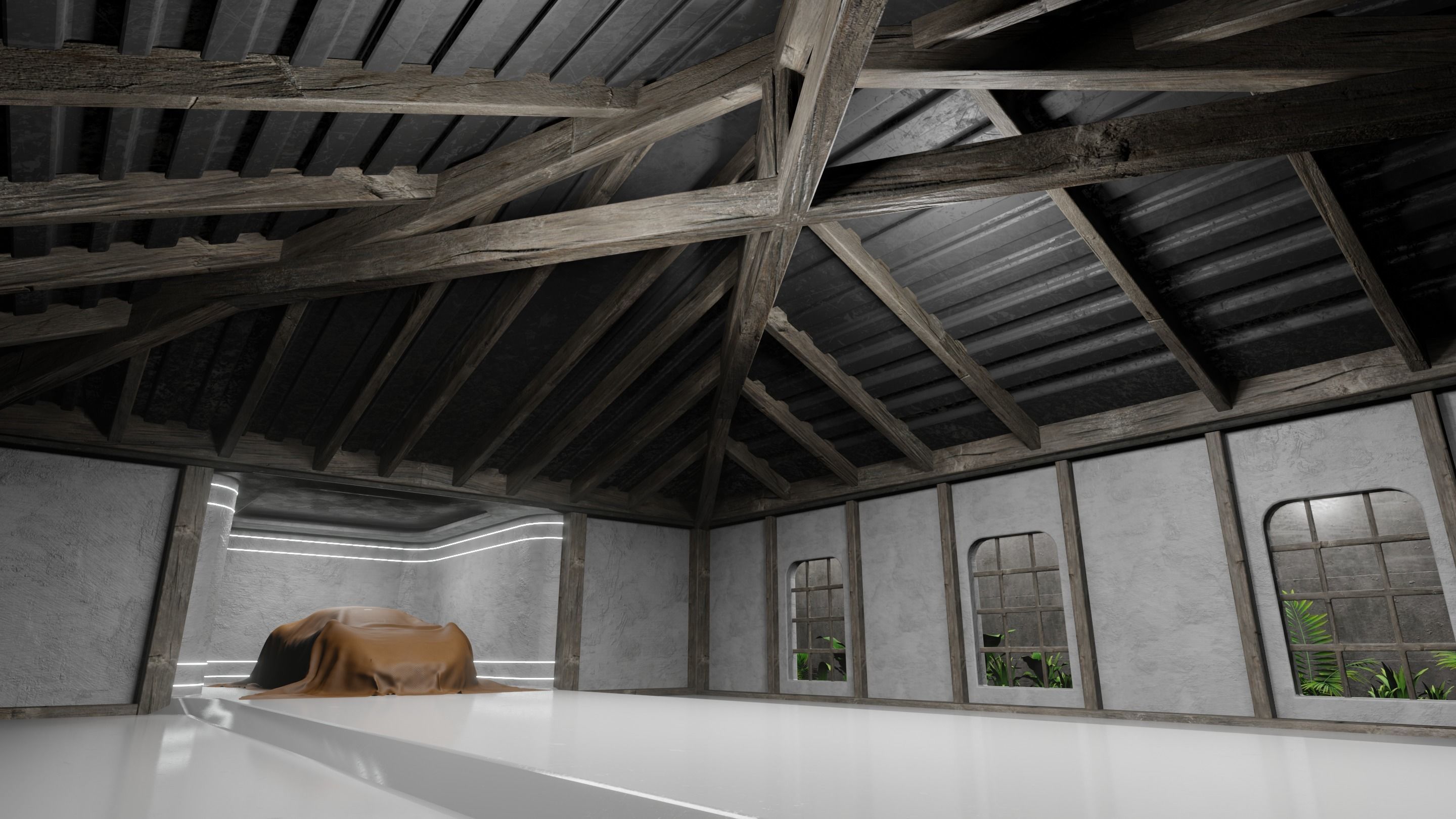 Car studio interior 3D model 3D model_11