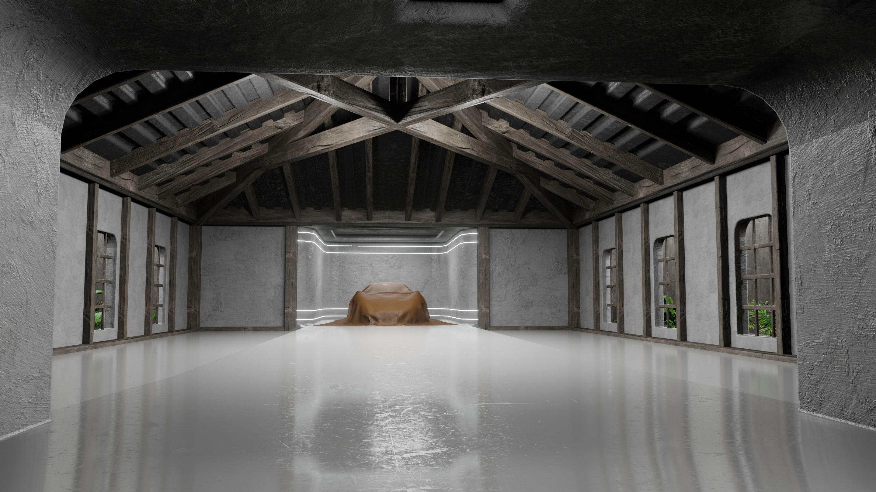 Car studio interior 3D model 3D model_1