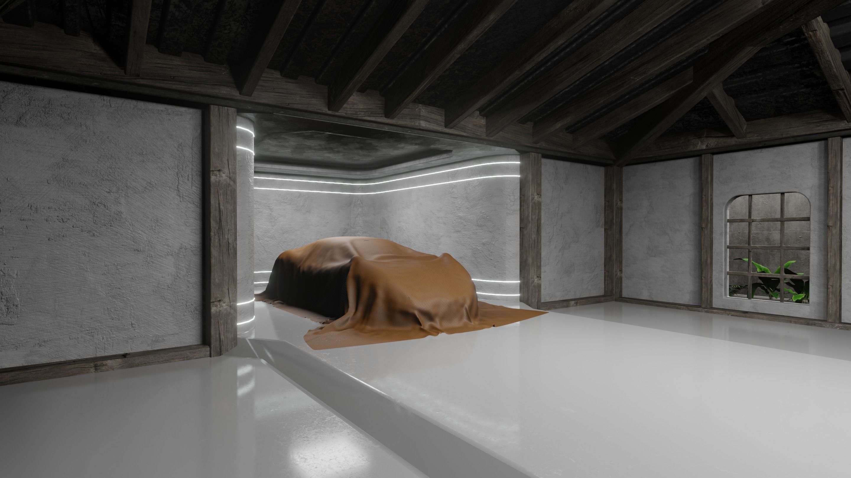 Car studio interior 3D model 3D model_13