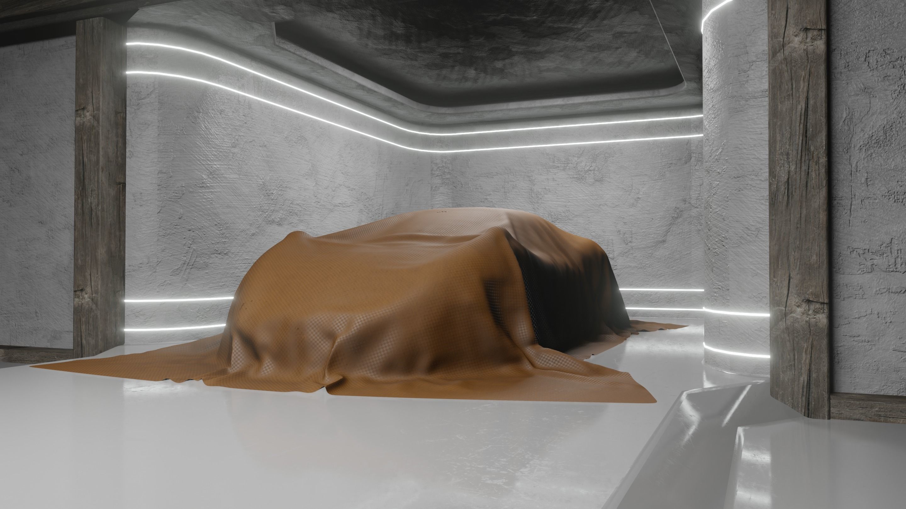 Car studio interior 3D model 3D model_4