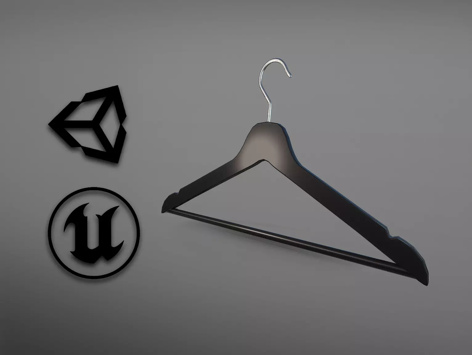 Plastic Black Coat Hanger 1A Low-poly 3D model_0