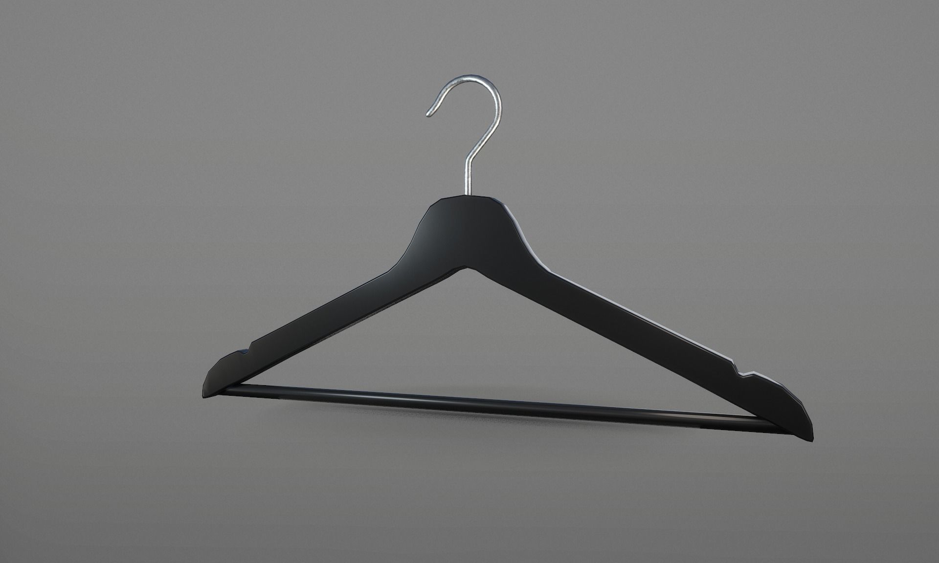 Plastic Black Coat Hanger 1A Low-poly 3D model_1