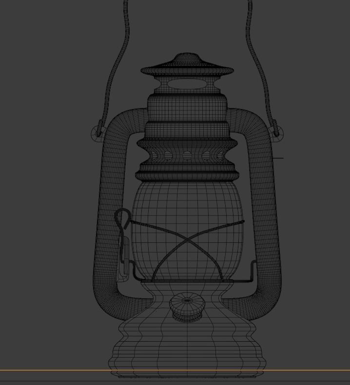 Kerosene lamp Rusted oil lantern Low-poly 3D model_5