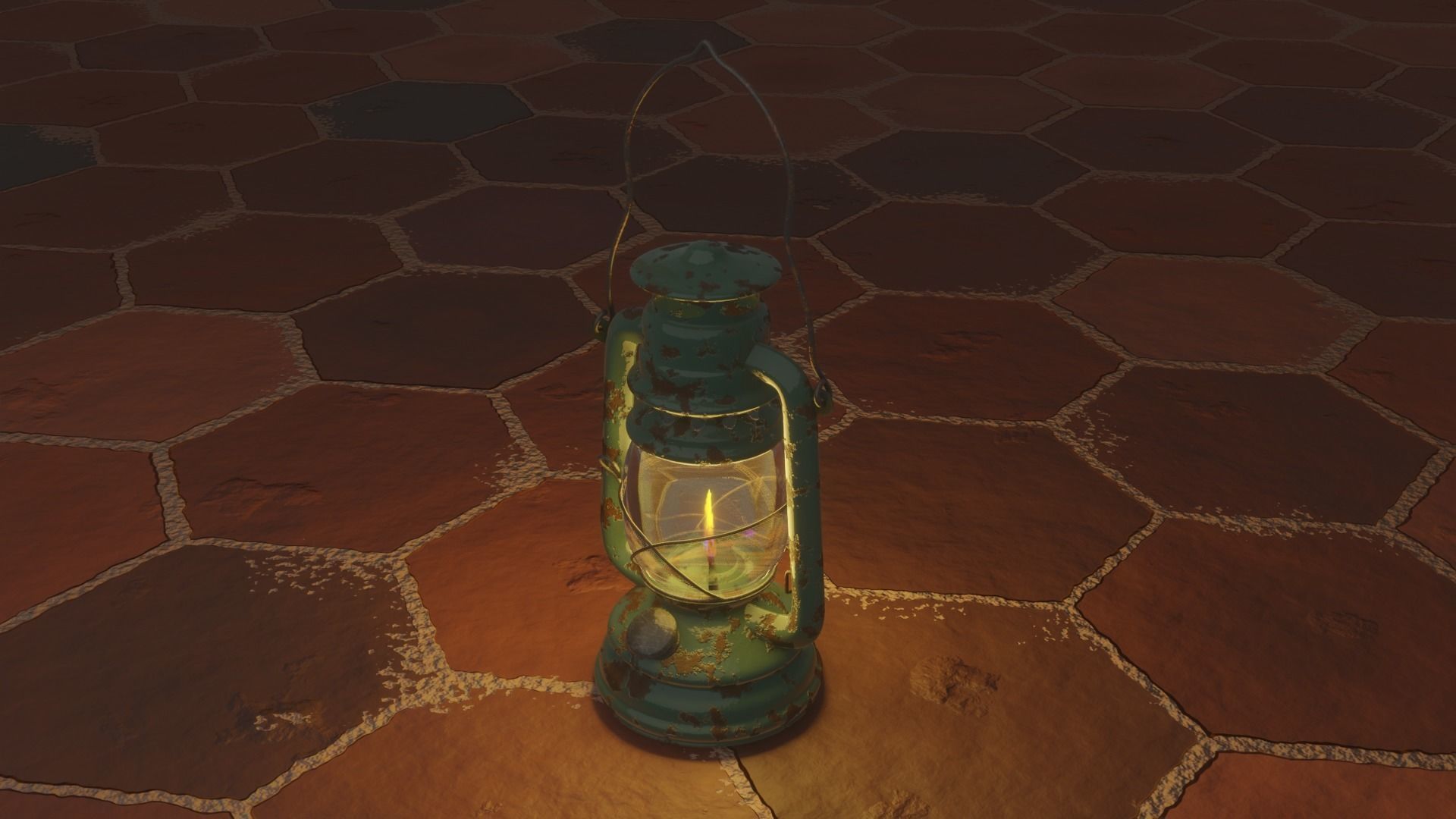 Kerosene lamp Rusted oil lantern Low-poly 3D model_2