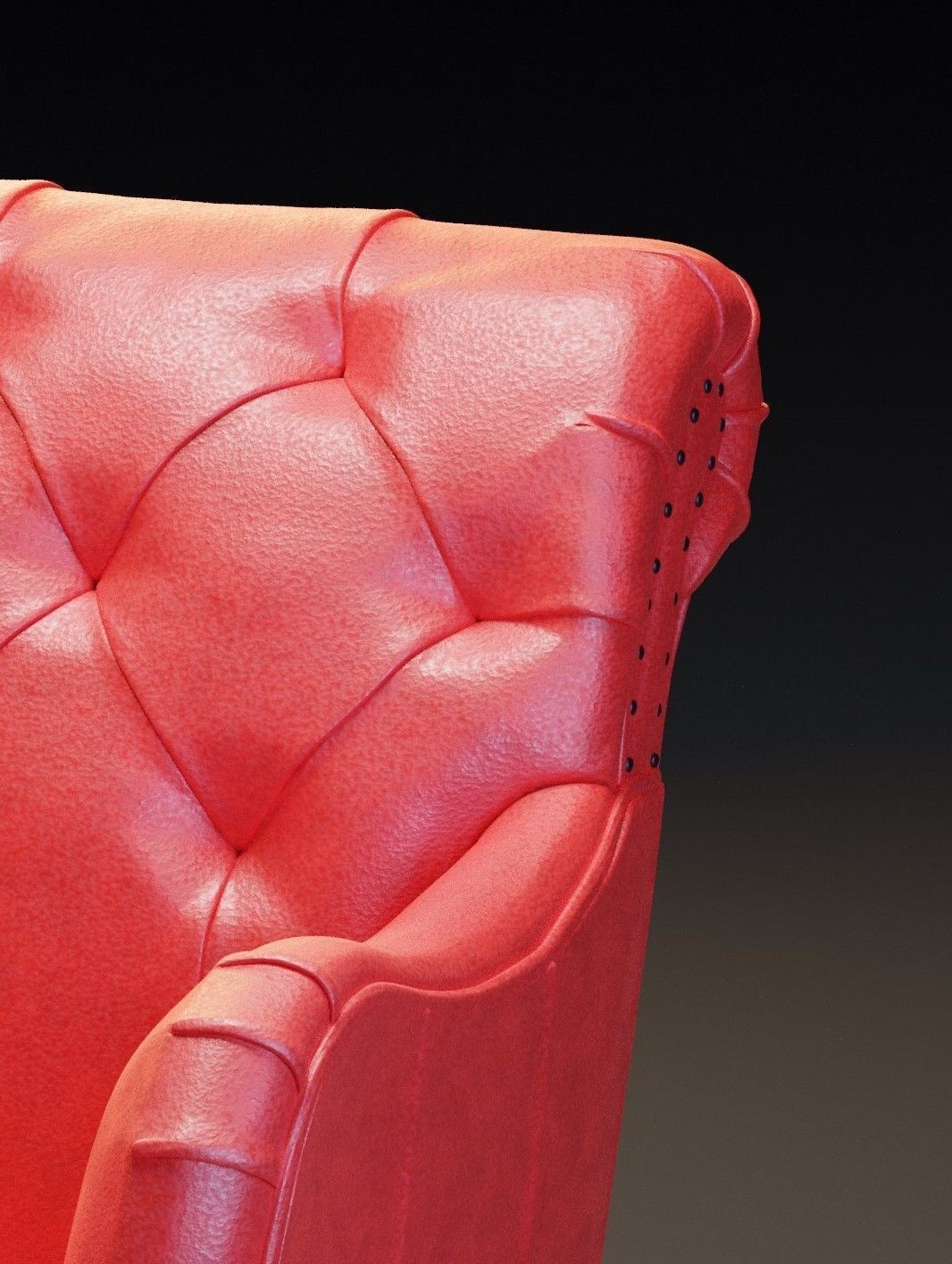 Red sofa  Low-poly 3D model_2