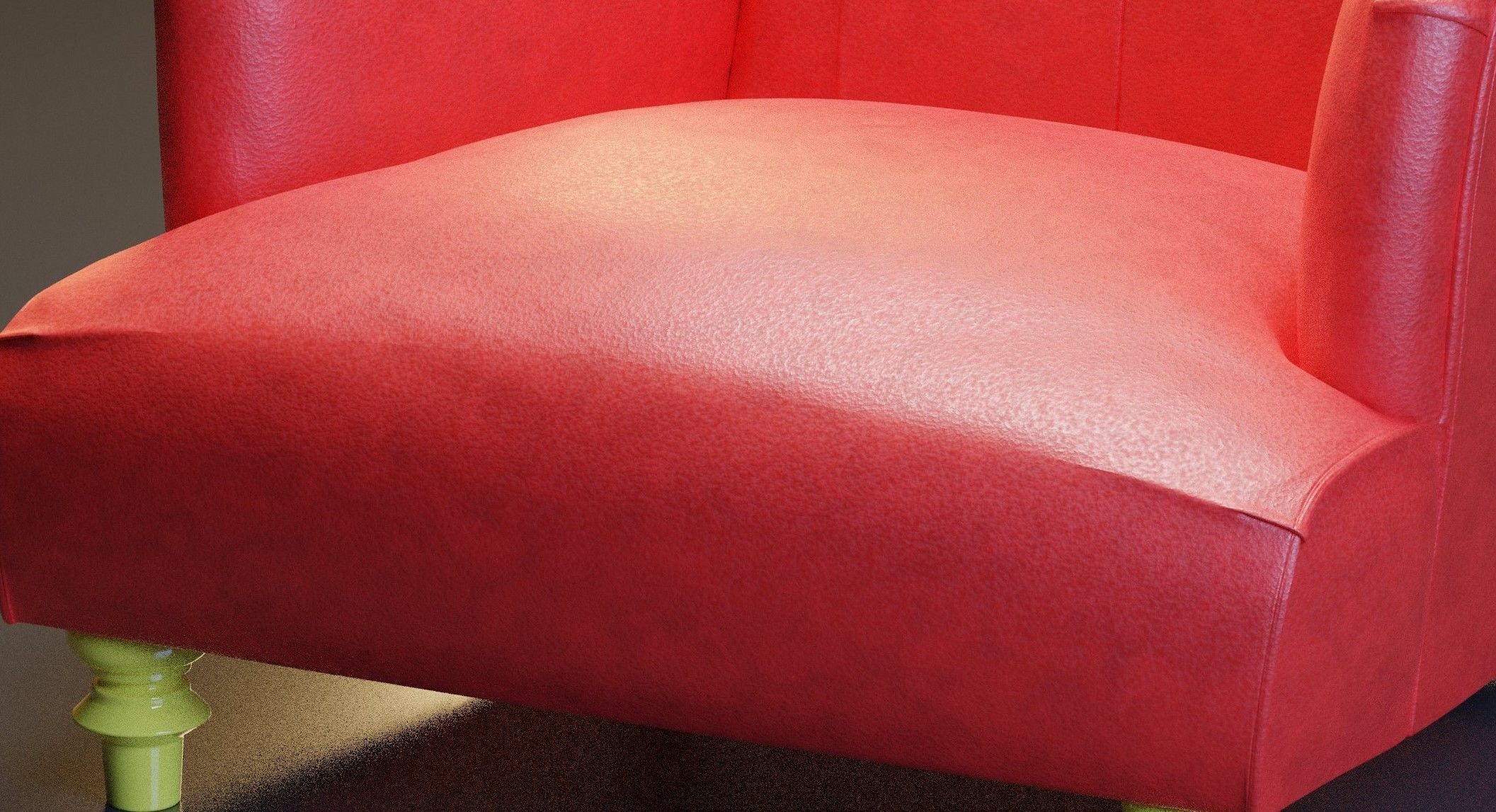 Red sofa  Low-poly 3D model_3