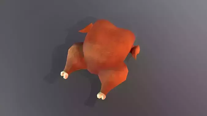 Lowpoly stylized handpainted roasted chiken AR VR game asset 