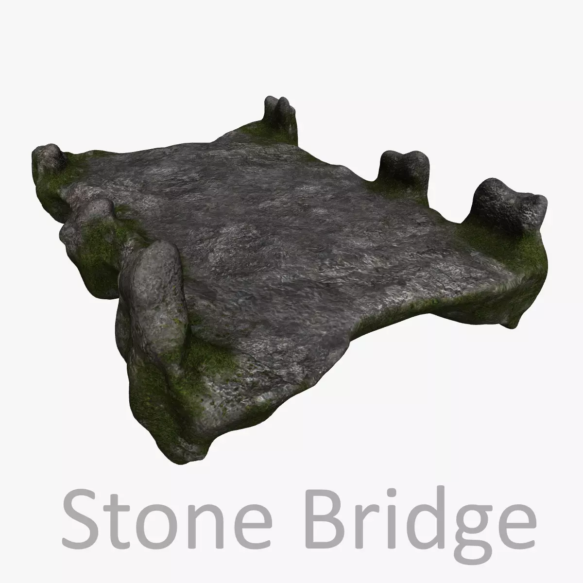 Stone Bridge - Moss Low-poly 3D model_0