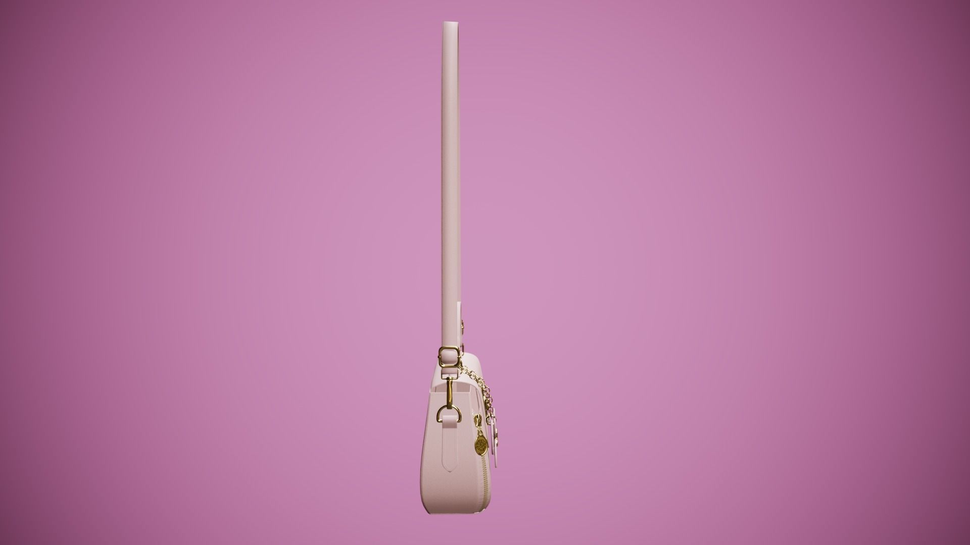 Flower pink handbag with flower embroidery 3D model_4