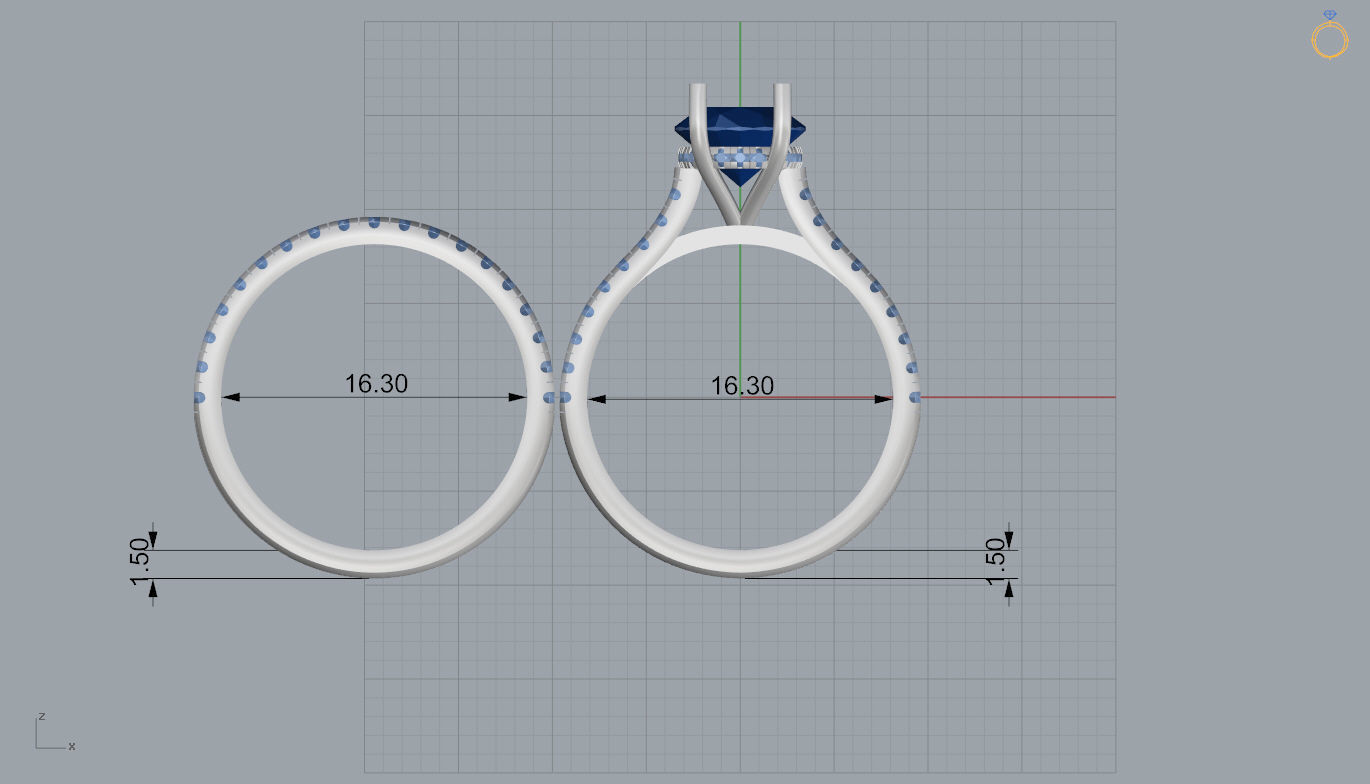 Engagement ring with wedding band 3D print model_4