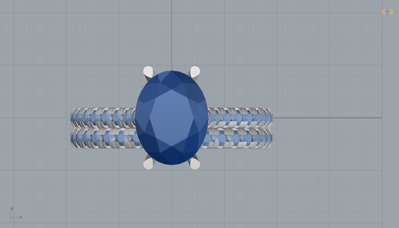 Engagement ring with wedding band 3D print model_6