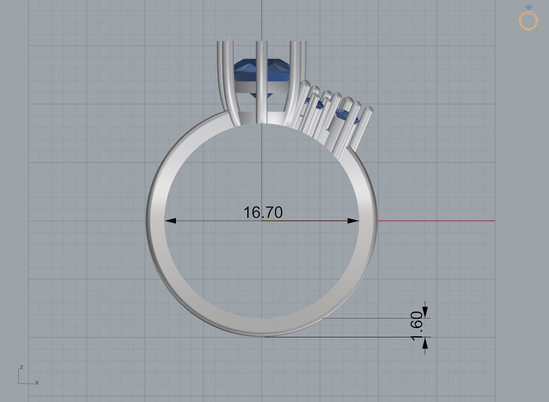Engagement ring with cluster 3D print model_4