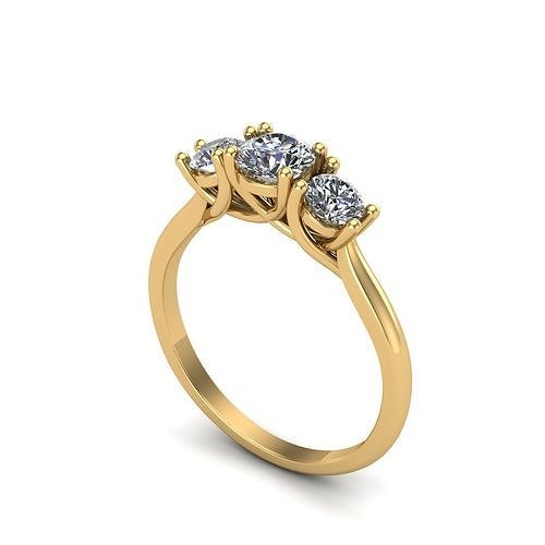 3 stone engagement ring 3D print model