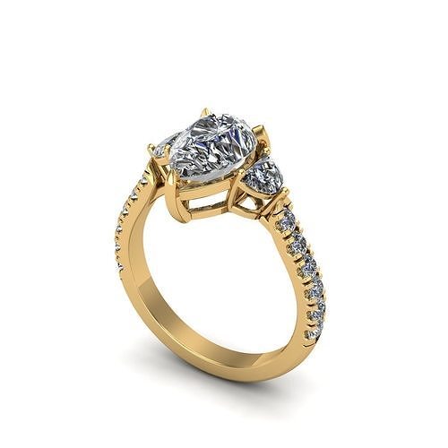 3 stone engagement ring 3D print model