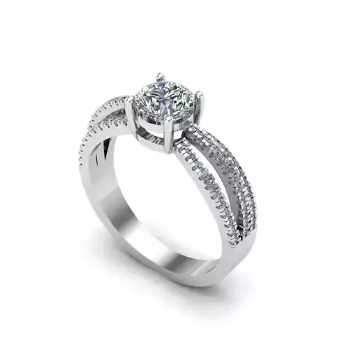 Engagement ring with split shank