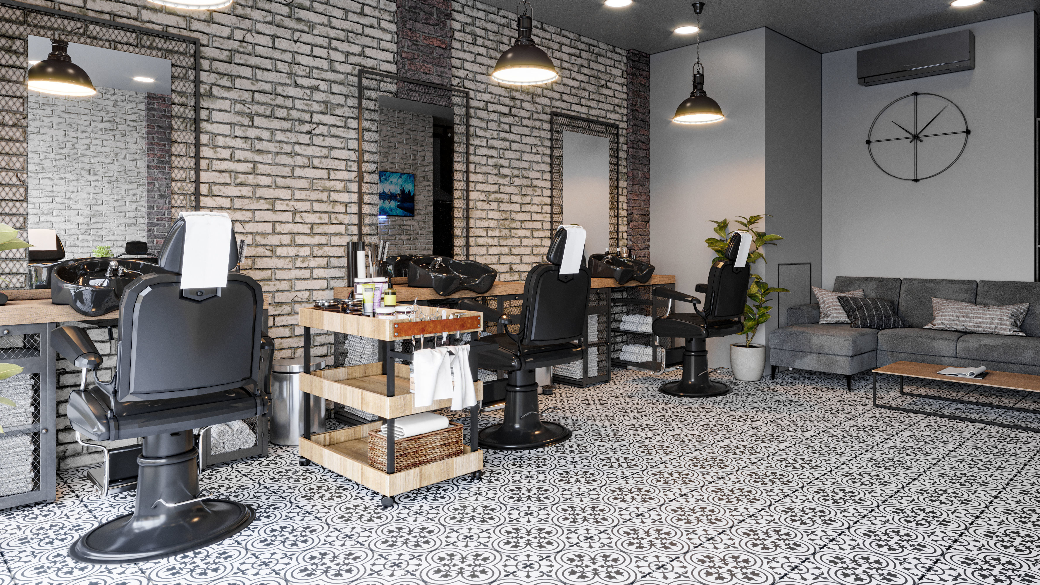 Barber Shop Design 3D model_3