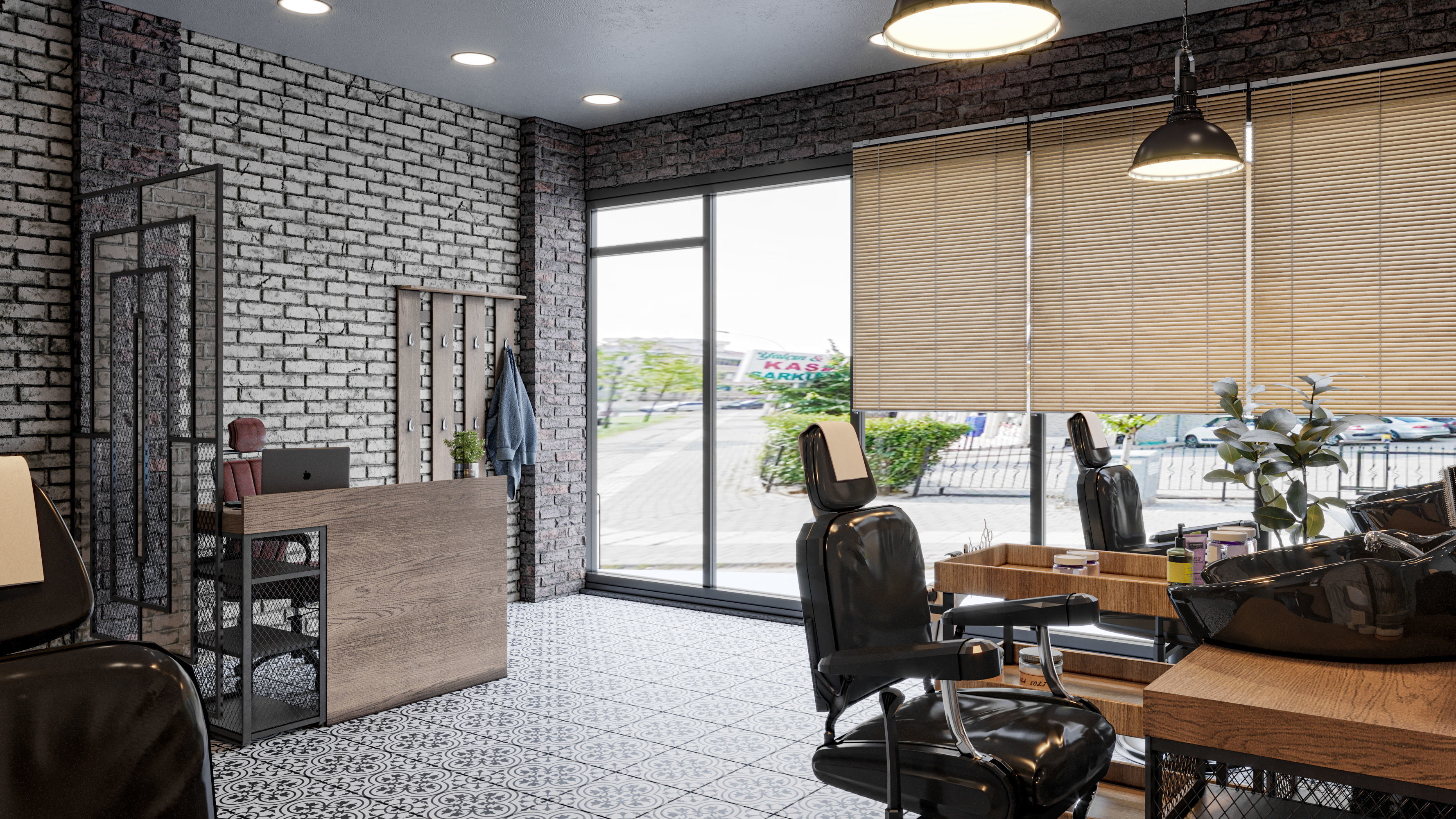 Barber Shop Design 3D model_1